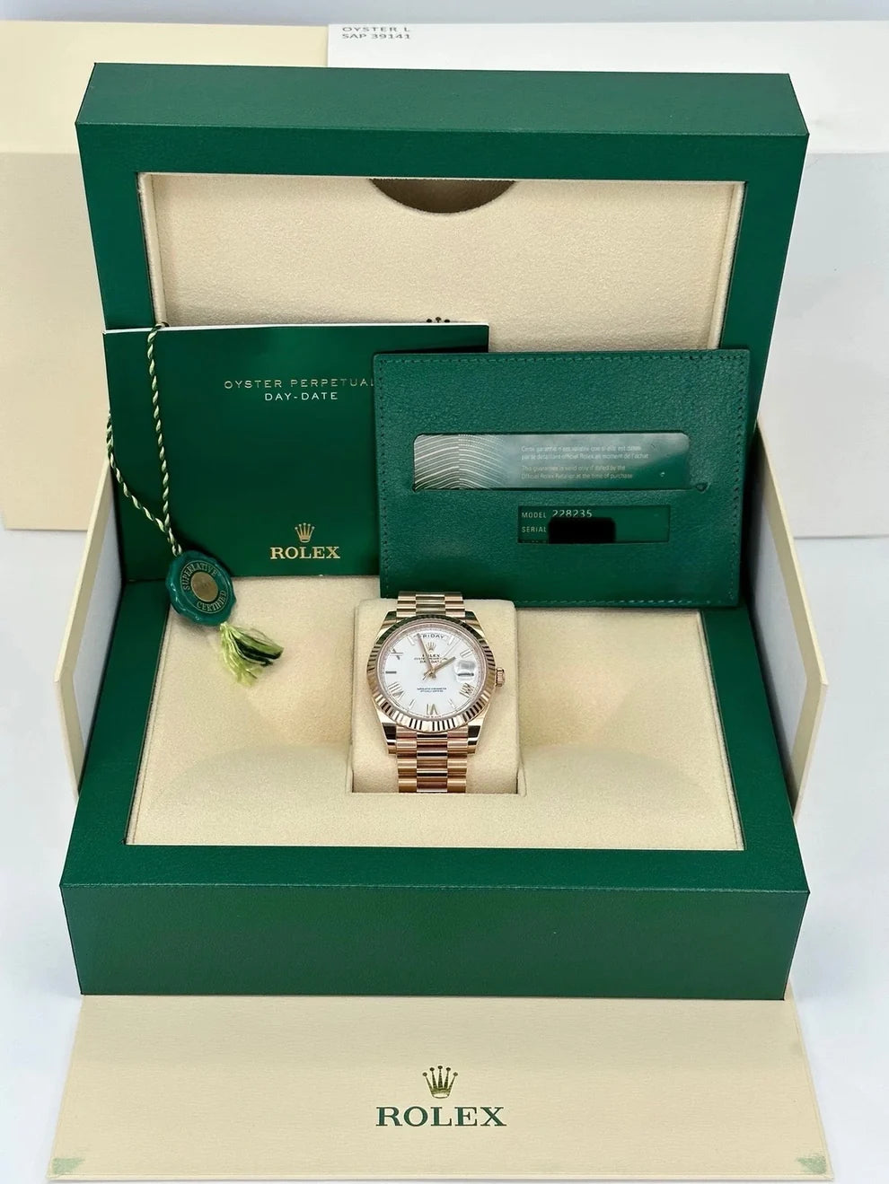 Rolex Day-Date 40mm Presidential White Dial Rose Gold