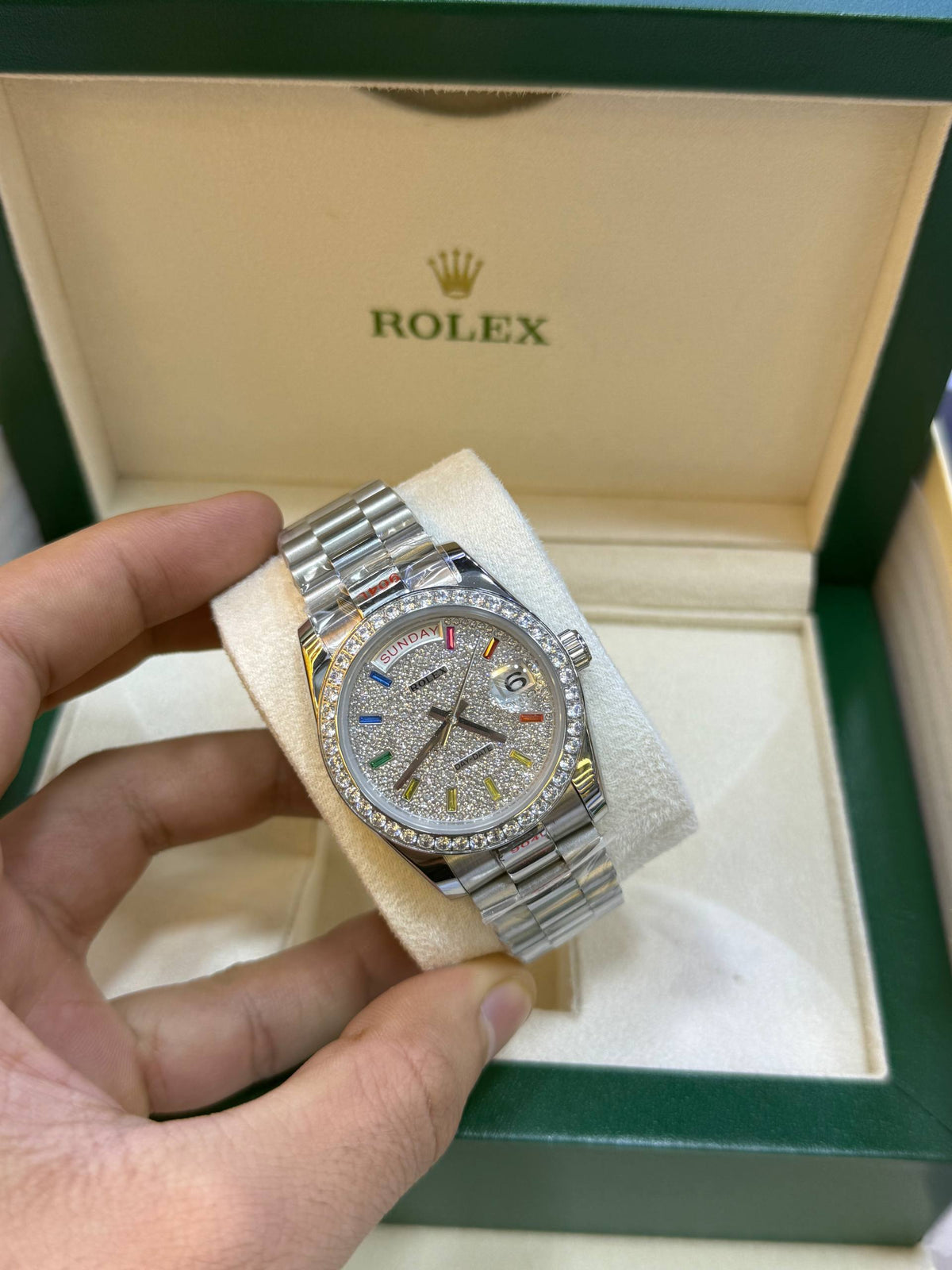 Rolex Day-Date 40mm Full diamand Silver