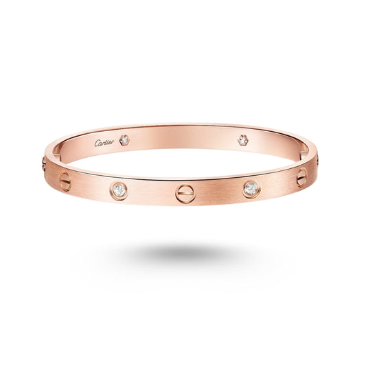 Bracelet Cartier LOVE, or rose, 4 diamants