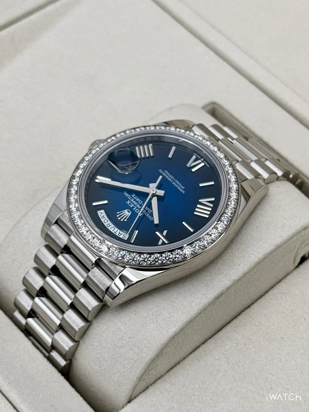 Rolex Day-Date 40mm Presidential White Gold Blue Ombre Dial