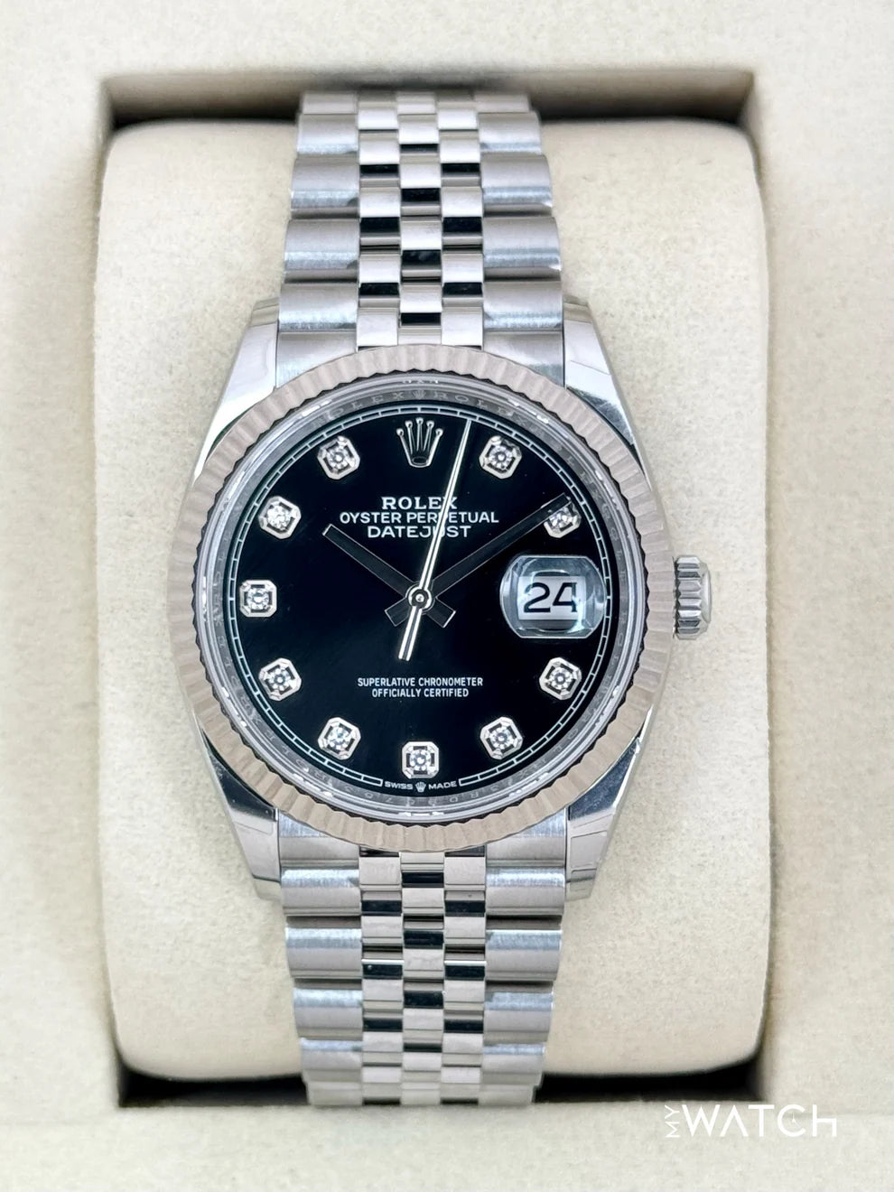 Rolex Datejust 36mm Jubilee Black Diamond Dial