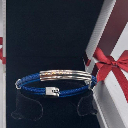 Bracelet homme cuir/câble acier