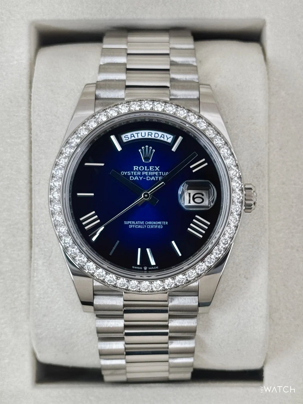 Rolex Day-Date 40mm Presidential White Gold Blue Ombre Dial