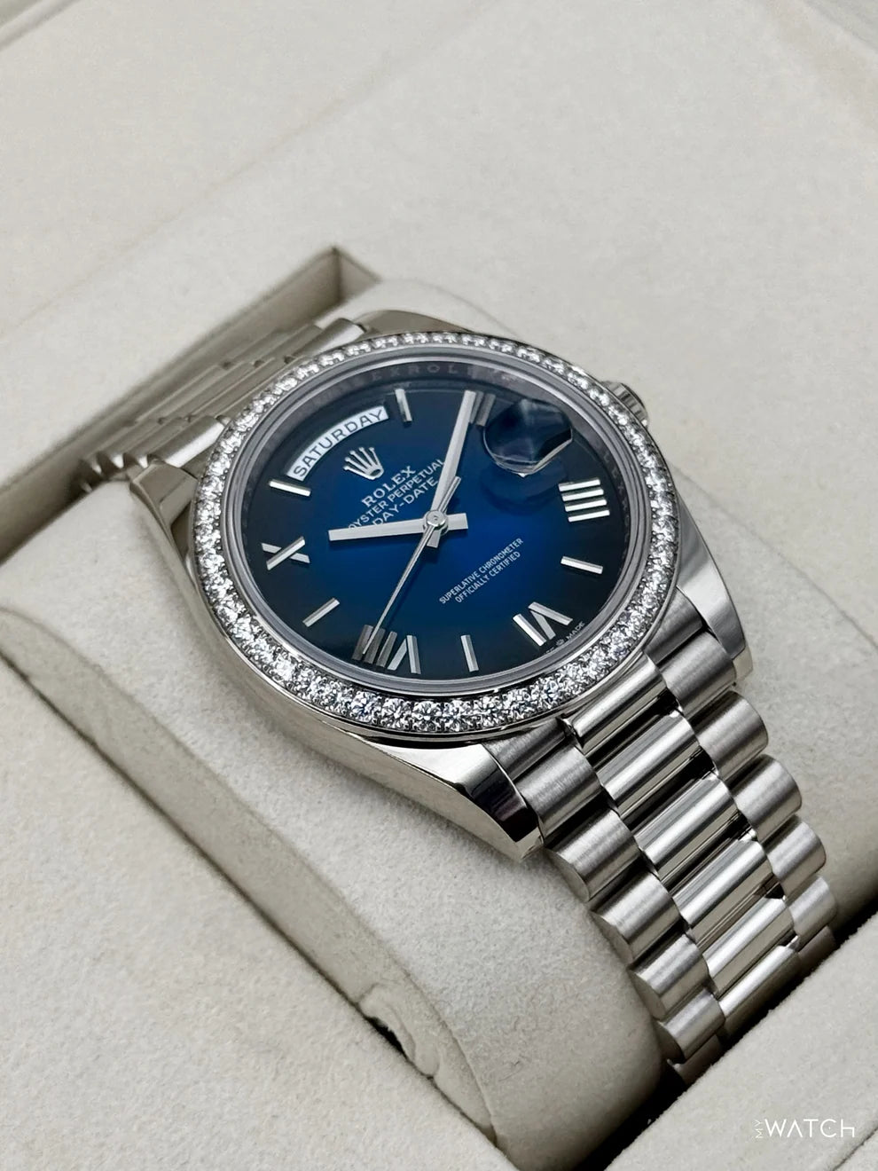 Rolex Day-Date 40mm Presidential White Gold Blue Ombre Dial