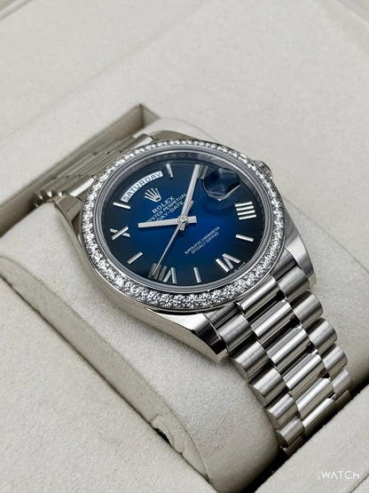 Rolex Day-Date 40mm Presidential White Gold Blue Ombre Dial