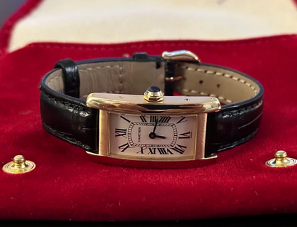 Cartier Tank Americain Gold bracelet noir