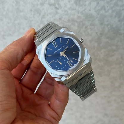 BVLGARI Octo Finissimo silver/Bleu