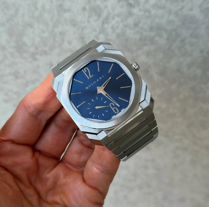 BVLGARI Octo Finissimo silver/Bleu