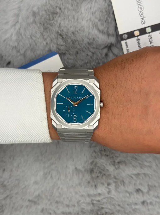 BVLGARI Octo Finissimo silver/Bleu ciel