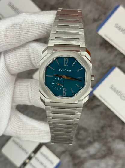 BVLGARI Octo Finissimo silver/Bleu ciel