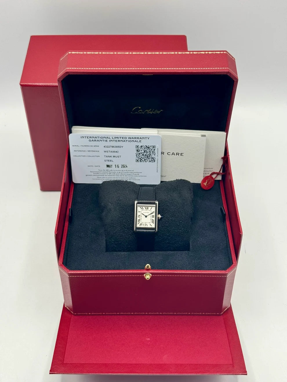 Cartier Tank WSTA0042 Stainless Steel White Dial