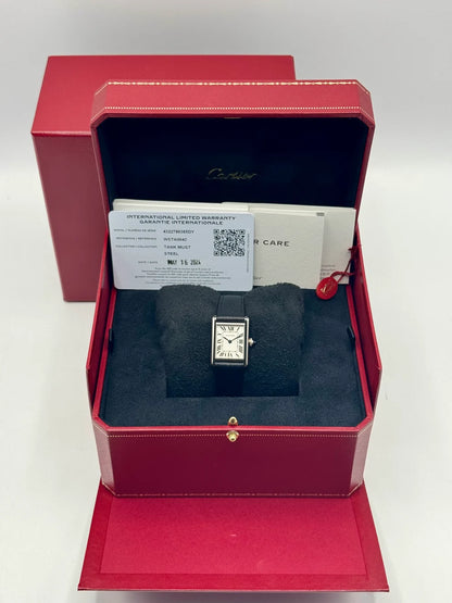 Cartier Tank WSTA0042 Stainless Steel White Dial