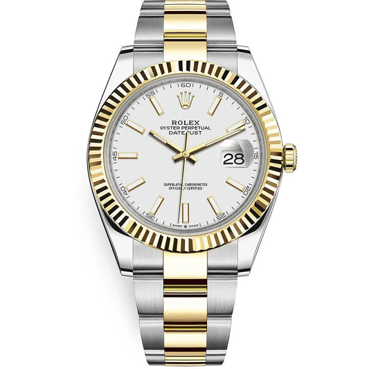 Rolex Datejust 41mm White Dial Fluted Bezel