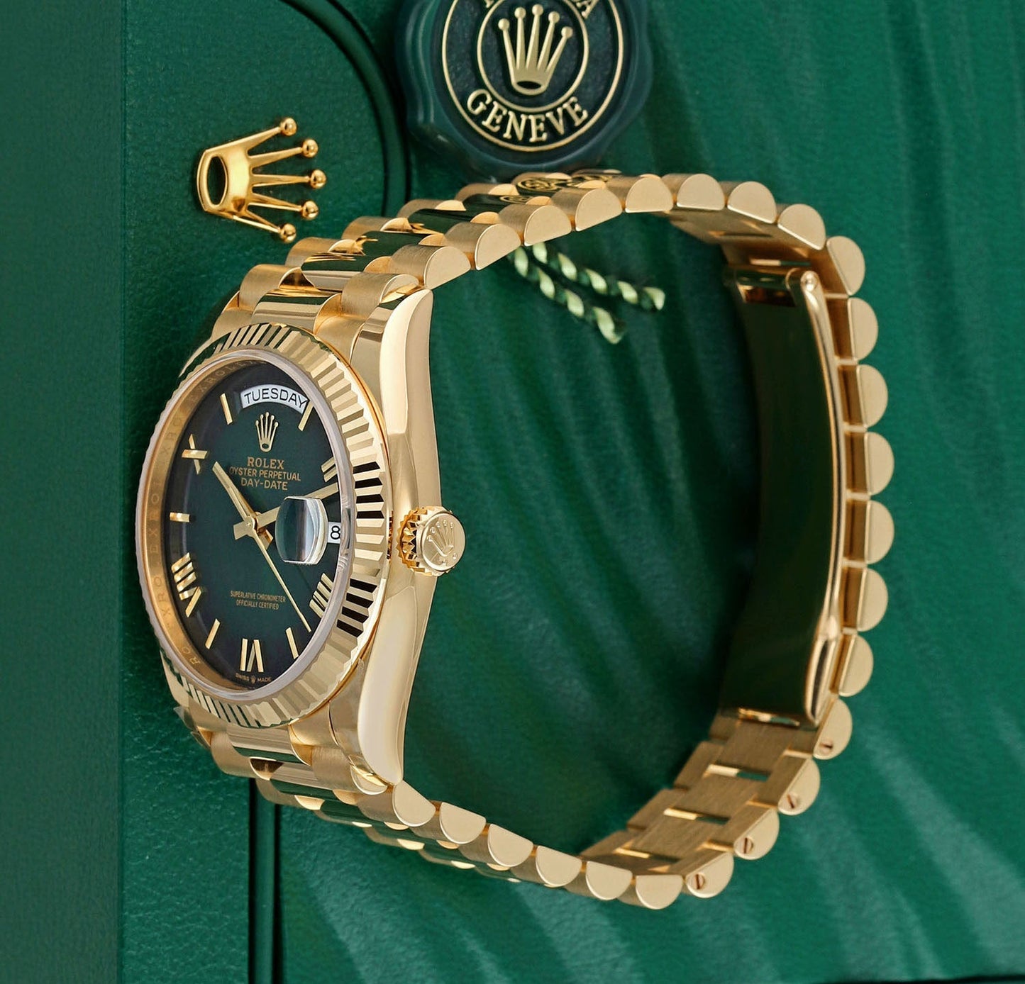 Rolex Day Date Yellow Gold 128238 Green