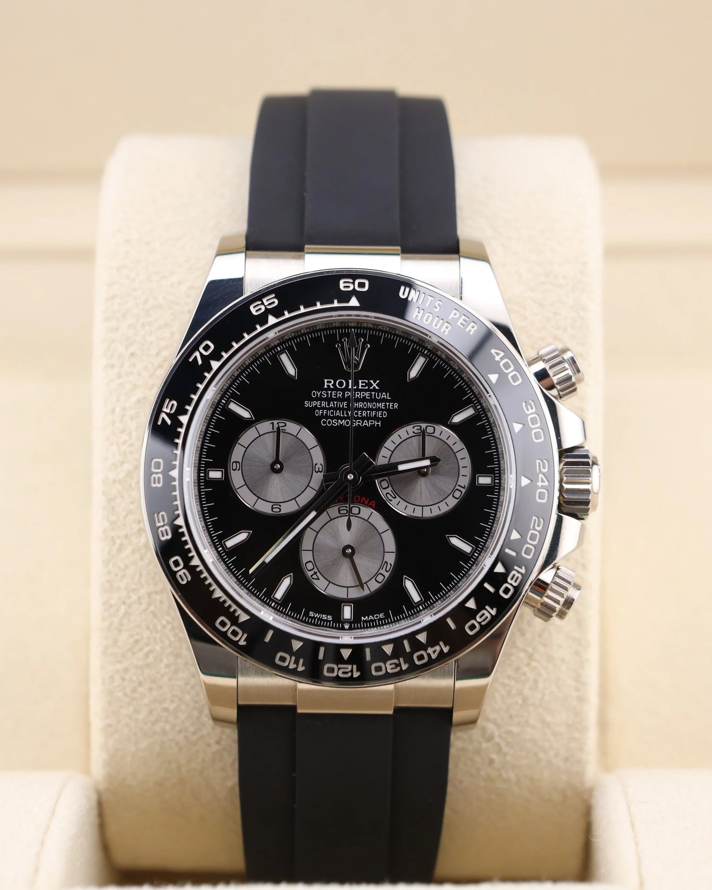 Rolex Daytona White Black Dial on Oysterflex 126519LN