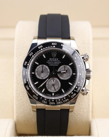 Rolex Daytona White Black Dial on Oysterflex 126519LN