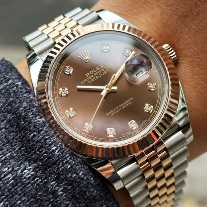 Datejust 2 Tones rose gold / Marron