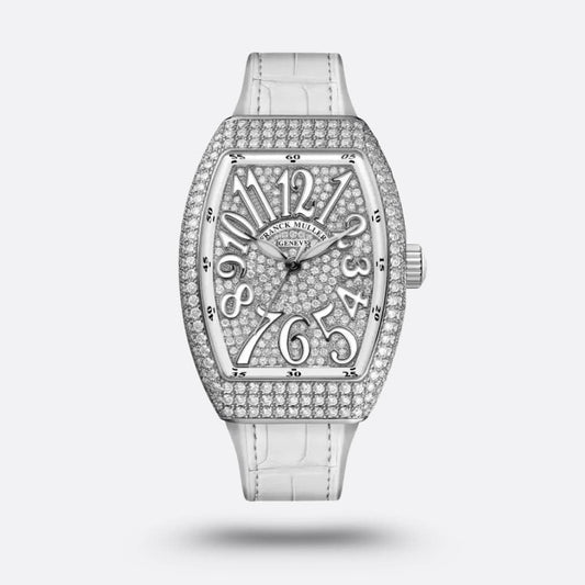 Franck Muller Cintrée Curvex Édition Blanche Sertie de Diamants