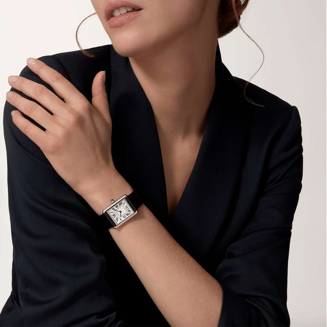 Cartier Tank Cuir Noir petite taille pour femme