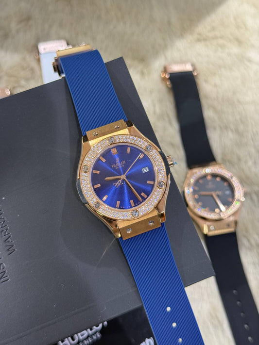 HUBLOT femme bleu serti