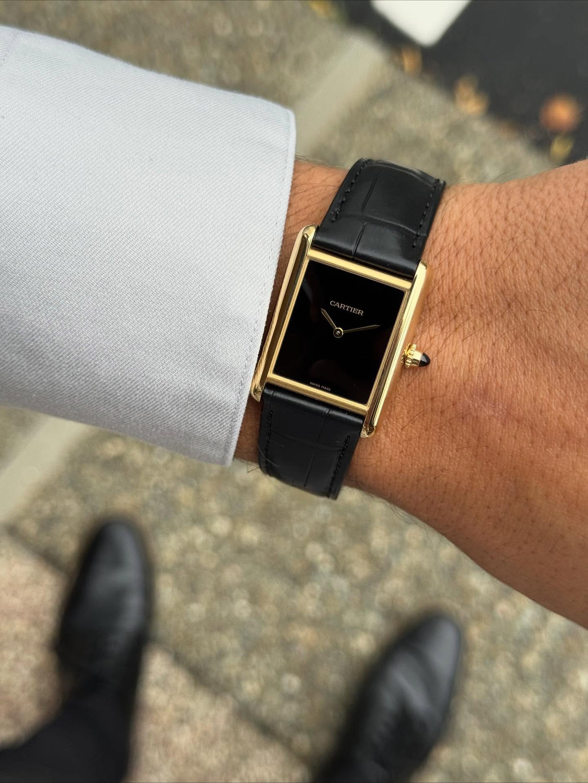 TANK LOUIS CARTIER WATCH gold/black full
