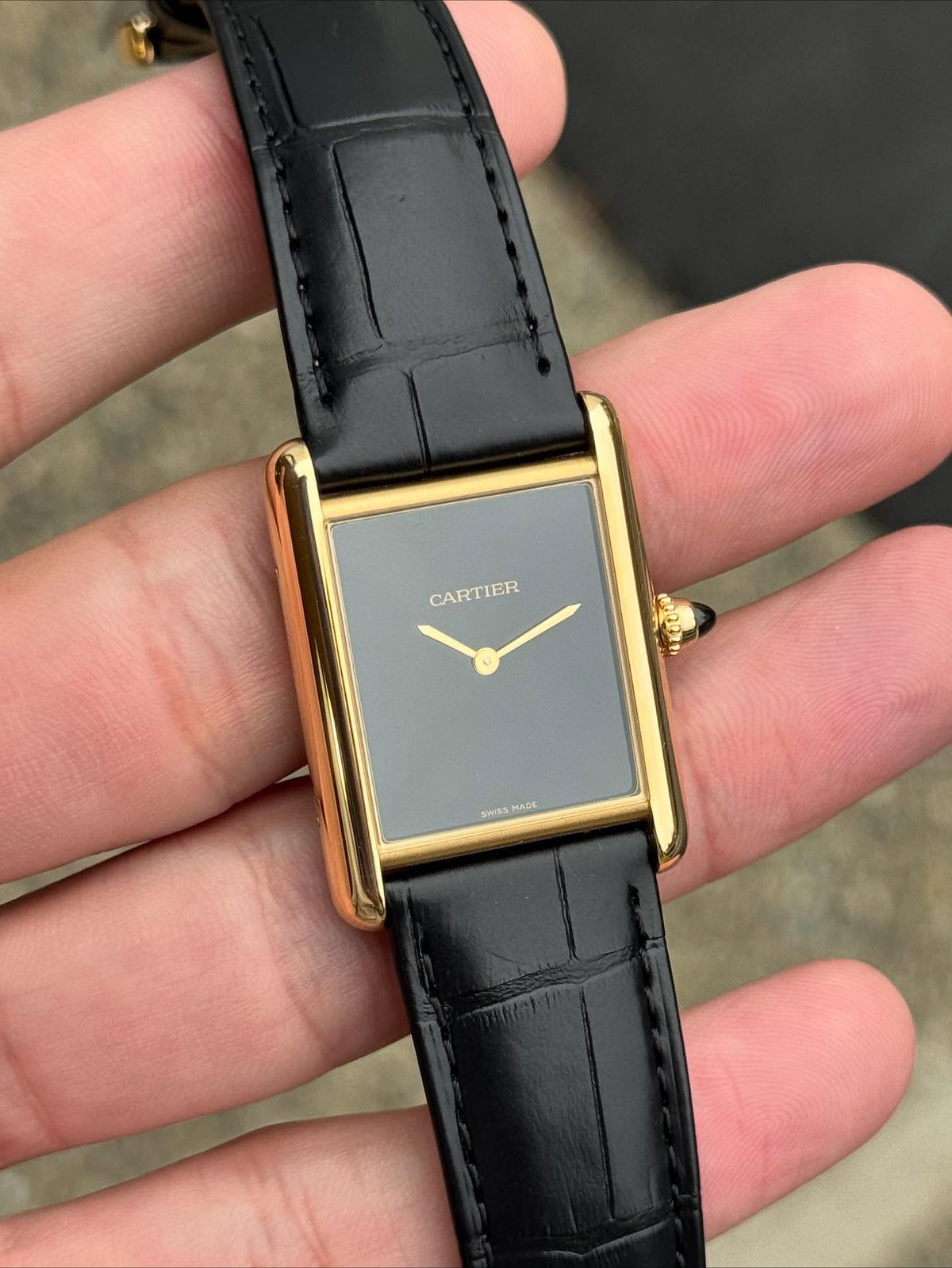 TANK LOUIS CARTIER WATCH gold/black full