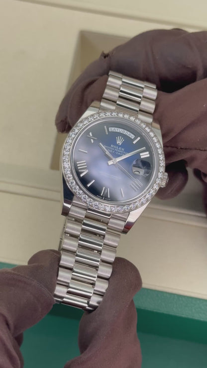 Rolex Day-Date 40mm Presidential White Gold Blue Ombre Dial