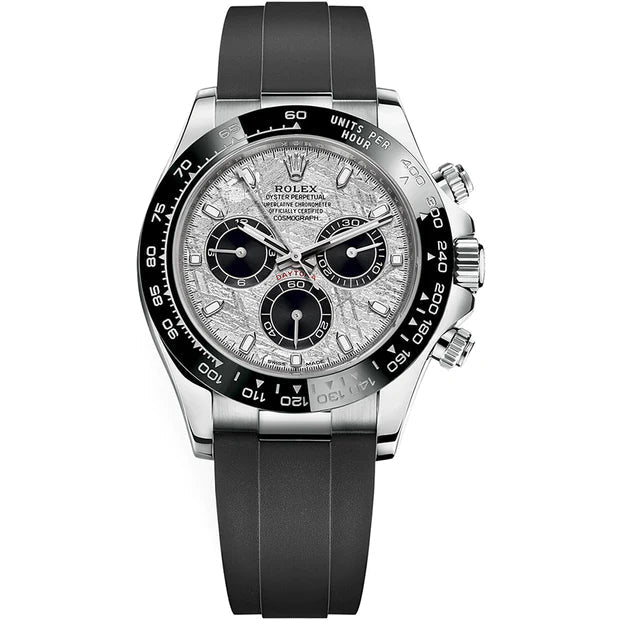 Rolex Daytona Silver Meteroite and Black Dial Oysterflex