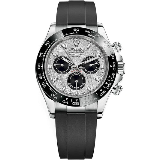 Rolex Daytona Silver Meteroite and Black Dial Oysterflex