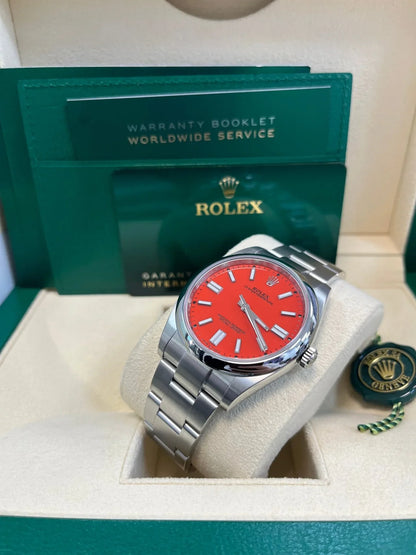 Rolex Oyster Perpetual Red Dial Oyster 124300