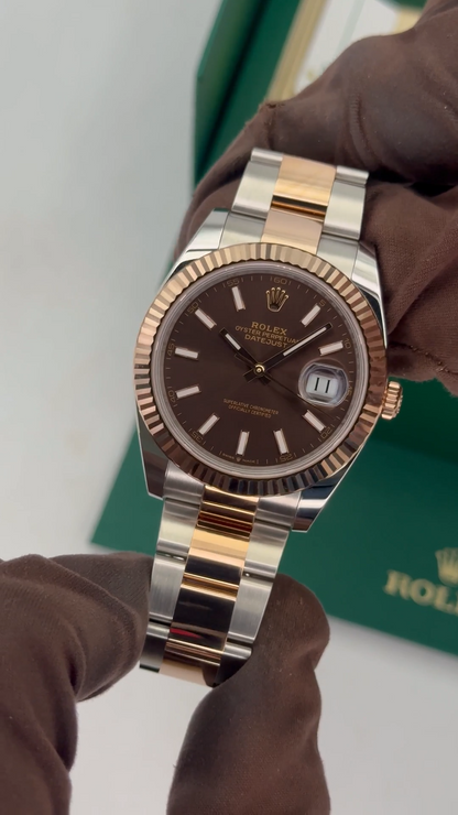 Rolex Datejust 41mm Two-Tone Oyster Chocolate Dial